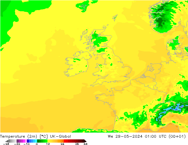 Temperature (2m) UK-Global We 29.05.2024 01 UTC