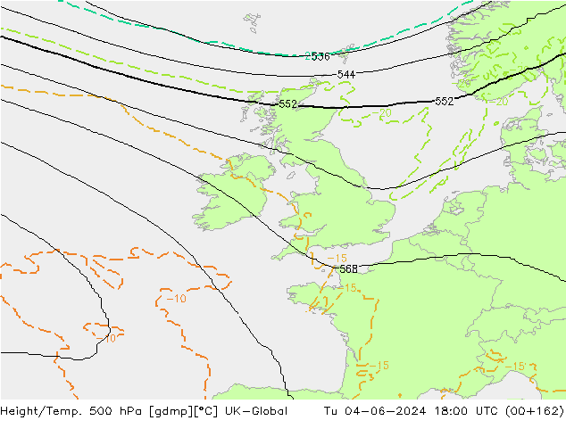 Height/Temp. 500 hPa UK-Global  04.06.2024 18 UTC