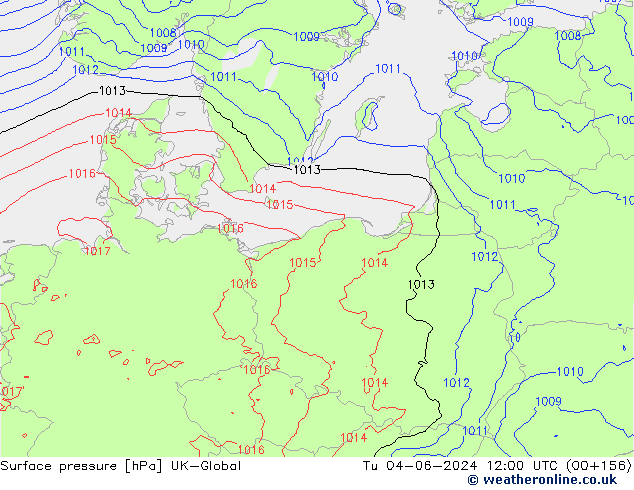 Atmosférický tlak UK-Global Út 04.06.2024 12 UTC