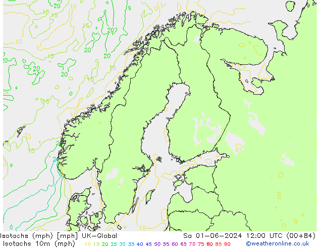 Isotachs (mph) UK-Global Sáb 01.06.2024 12 UTC