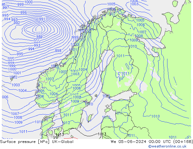 Surface pressure UK-Global We 05.06.2024 00 UTC