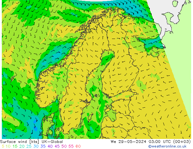 Surface wind UK-Global We 29.05.2024 03 UTC