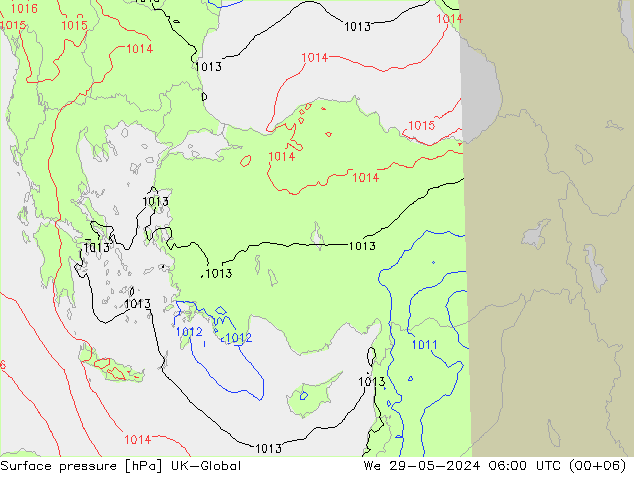 Atmosférický tlak UK-Global St 29.05.2024 06 UTC