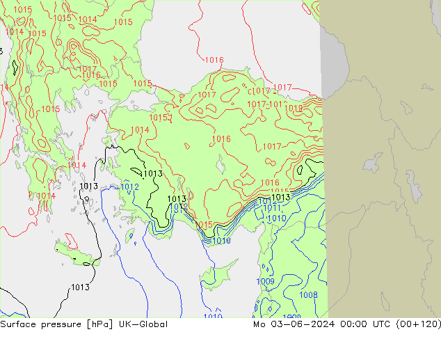 Pressione al suolo UK-Global lun 03.06.2024 00 UTC