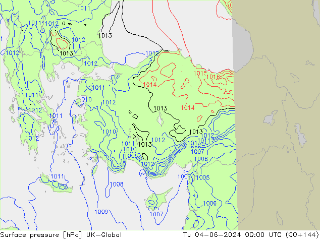 pression de l'air UK-Global mar 04.06.2024 00 UTC