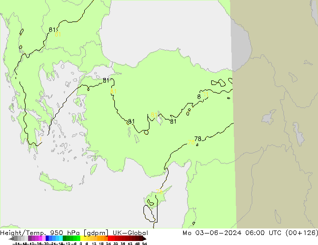 Geop./Temp. 950 hPa UK-Global lun 03.06.2024 06 UTC