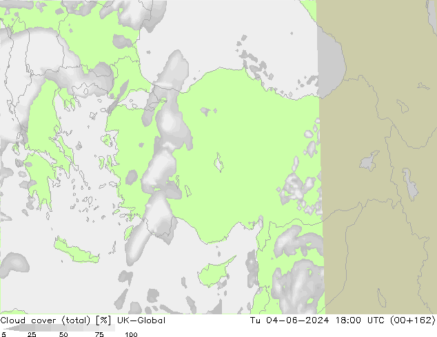 Nubes (total) UK-Global mar 04.06.2024 18 UTC