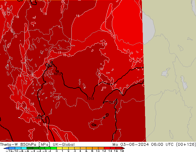 Theta-W 850hPa UK-Global lun 03.06.2024 06 UTC
