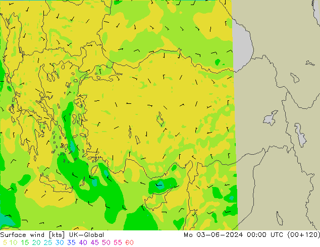 Vento 10 m UK-Global lun 03.06.2024 00 UTC