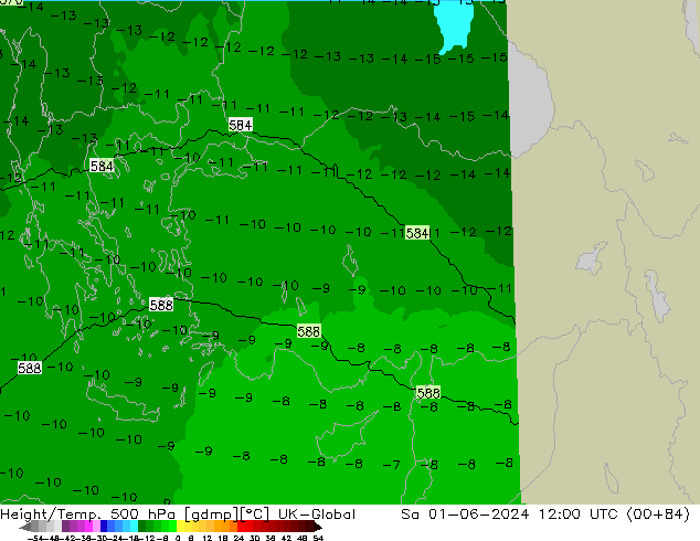 Height/Temp. 500 hPa UK-Global  01.06.2024 12 UTC