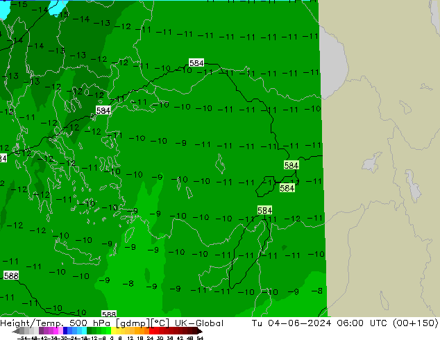 Yükseklik/Sıc. 500 hPa UK-Global Sa 04.06.2024 06 UTC