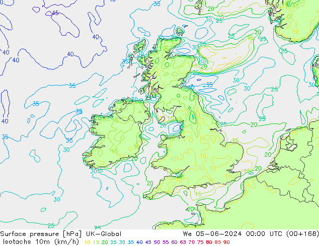 Isotachs (kph) UK-Global  05.06.2024 00 UTC