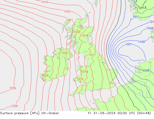 Presión superficial UK-Global vie 31.05.2024 00 UTC