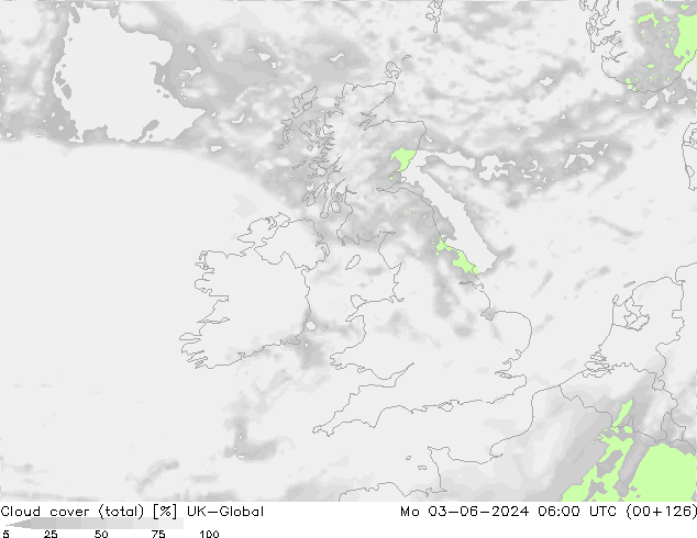 Bewolking (Totaal) UK-Global ma 03.06.2024 06 UTC