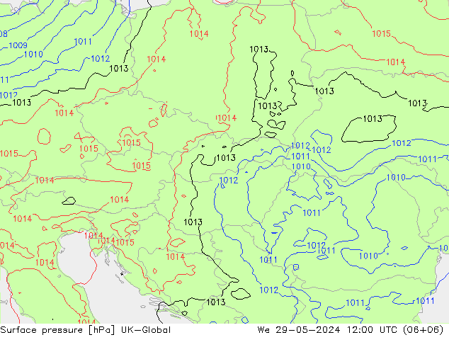 pressão do solo UK-Global Qua 29.05.2024 12 UTC