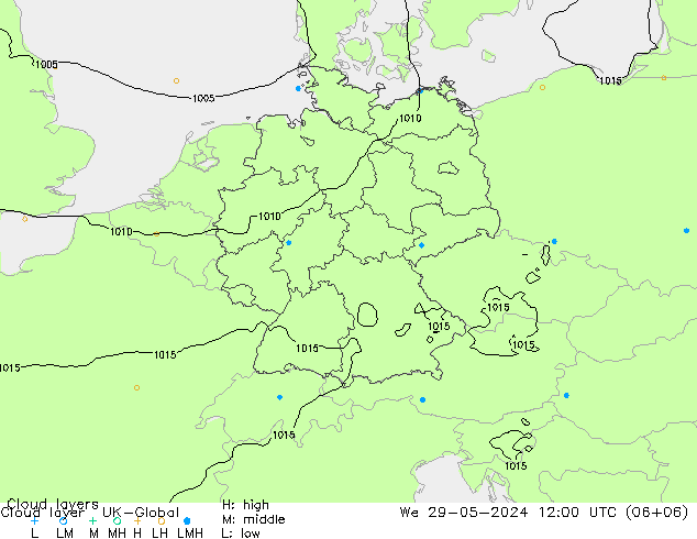 Wolkenlagen UK-Global wo 29.05.2024 12 UTC