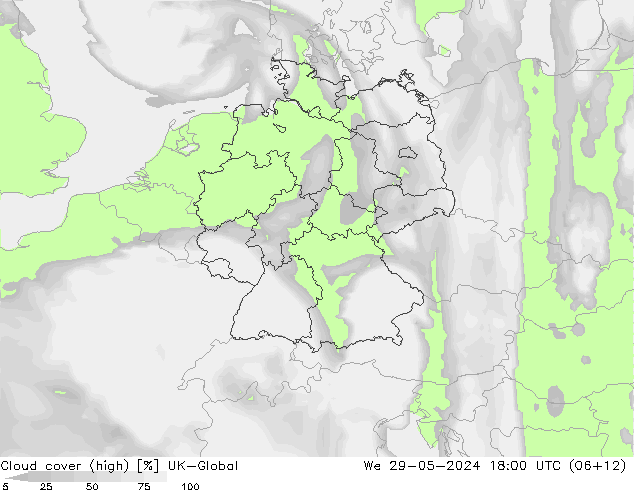 Nuages (élevé) UK-Global mer 29.05.2024 18 UTC
