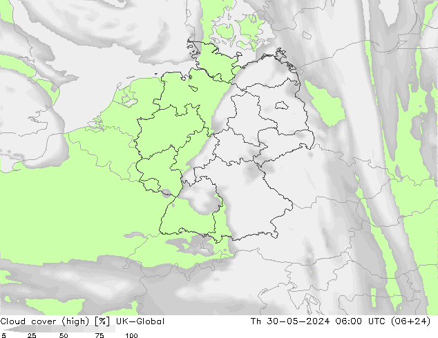 zachmurzenie (wysokie) UK-Global czw. 30.05.2024 06 UTC