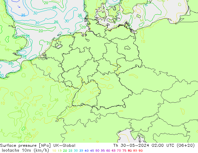 Isotachs (kph) UK-Global  30.05.2024 02 UTC