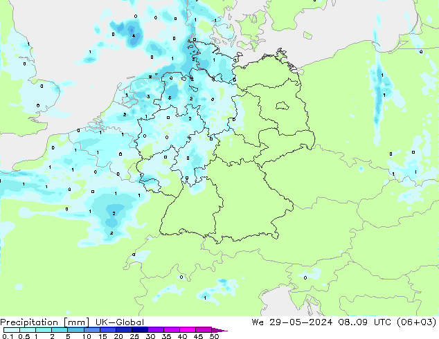 降水 UK-Global 星期三 29.05.2024 09 UTC