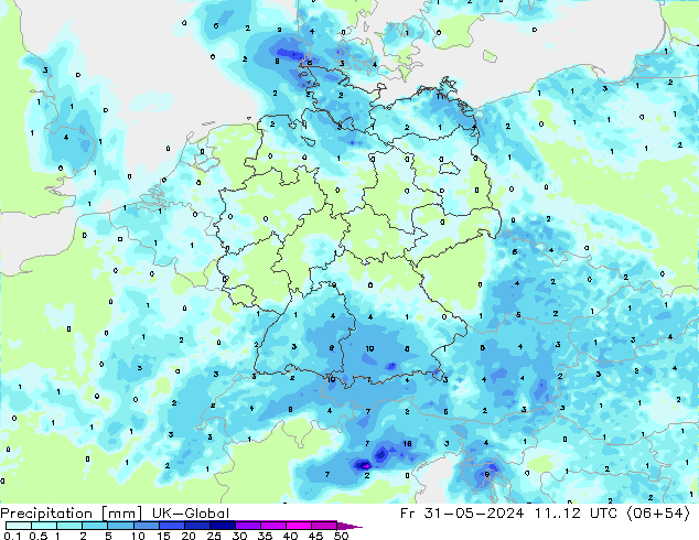 Precipitation UK-Global Fr 31.05.2024 12 UTC