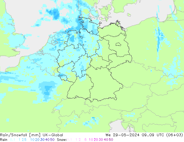 Rain/Snowfall UK-Global We 29.05.2024 09 UTC