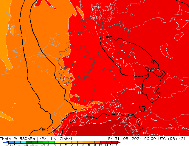 Theta-W 850hPa UK-Global Fr 31.05.2024 00 UTC