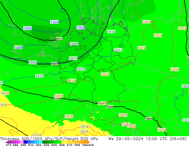 Thck 500-1000hPa UK-Global Qua 29.05.2024 12 UTC