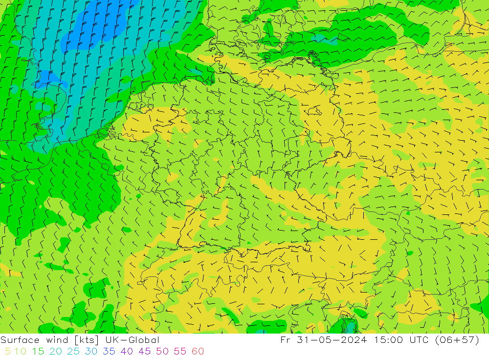 Surface wind UK-Global Fr 31.05.2024 15 UTC