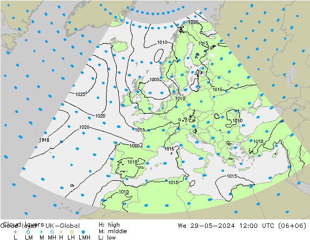 Cloud layer UK-Global We 29.05.2024 12 UTC