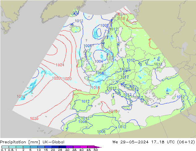 Precipitation UK-Global We 29.05.2024 18 UTC