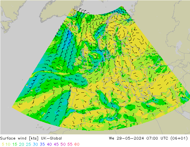 Bodenwind UK-Global Mi 29.05.2024 07 UTC