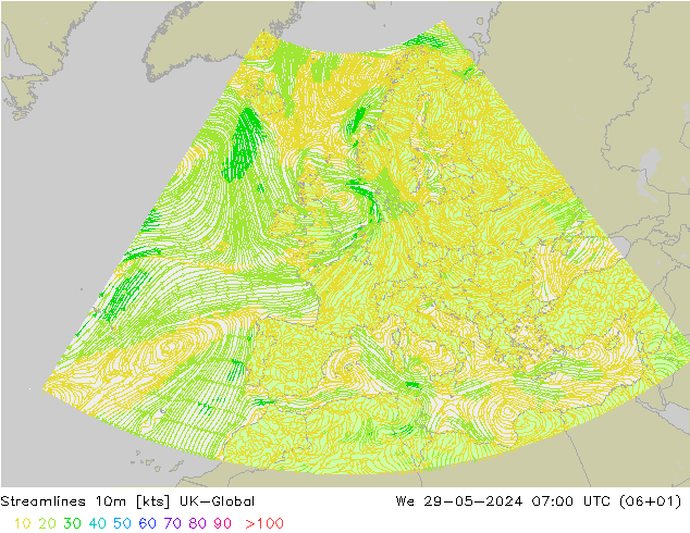 Stromlinien 10m UK-Global Mi 29.05.2024 07 UTC