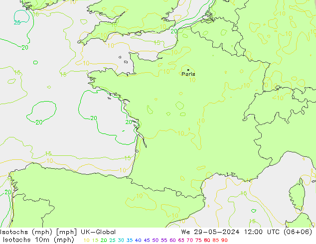 Isotachen (mph) UK-Global Mi 29.05.2024 12 UTC