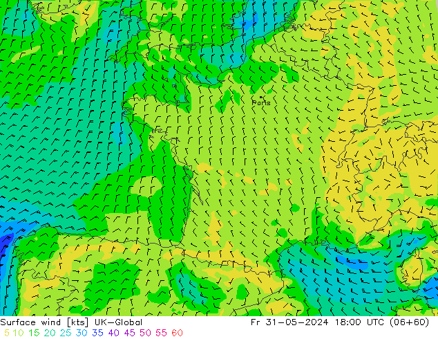 Surface wind UK-Global Fr 31.05.2024 18 UTC