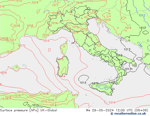 Yer basıncı UK-Global Çar 29.05.2024 12 UTC