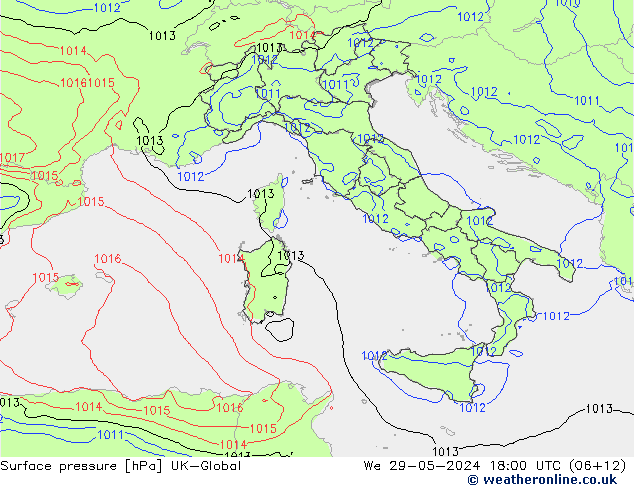 Surface pressure UK-Global We 29.05.2024 18 UTC