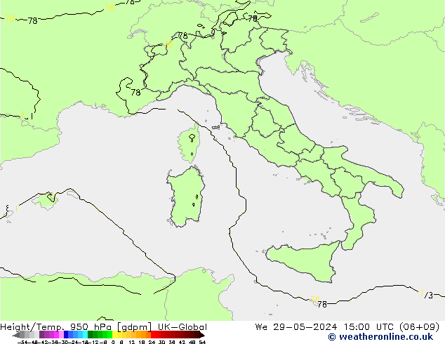 Height/Temp. 950 hPa UK-Global Qua 29.05.2024 15 UTC