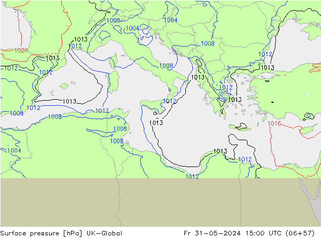 Surface pressure UK-Global Fr 31.05.2024 15 UTC