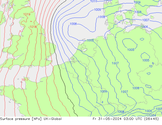 Luchtdruk (Grond) UK-Global vr 31.05.2024 03 UTC