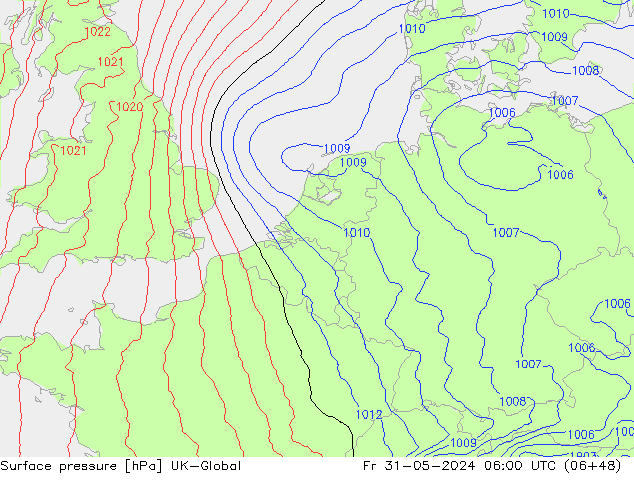 Surface pressure UK-Global Fr 31.05.2024 06 UTC