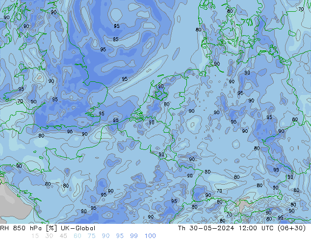 RV 850 hPa UK-Global do 30.05.2024 12 UTC