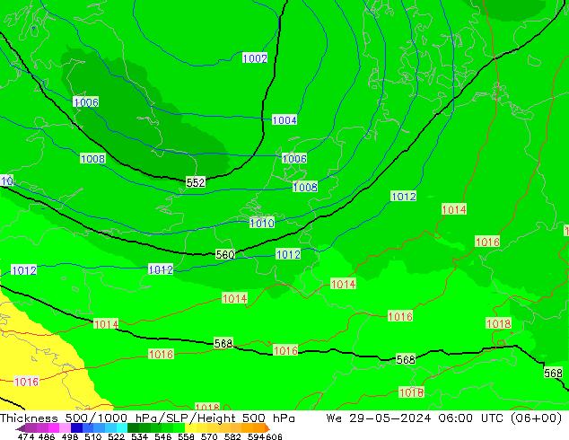 500-1000 hPa Kalınlığı UK-Global Çar 29.05.2024 06 UTC