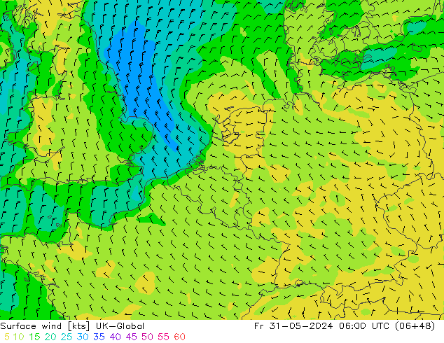 Surface wind UK-Global Fr 31.05.2024 06 UTC