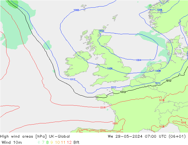 High wind areas UK-Global We 29.05.2024 07 UTC