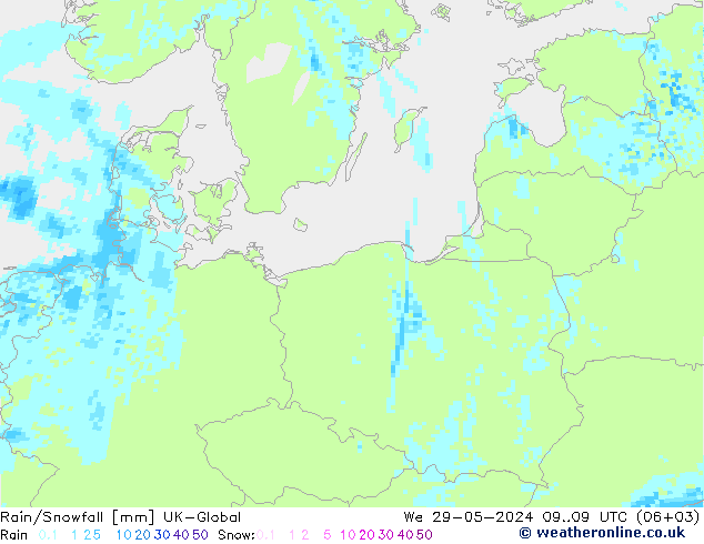 Rain/Snowfall UK-Global We 29.05.2024 09 UTC