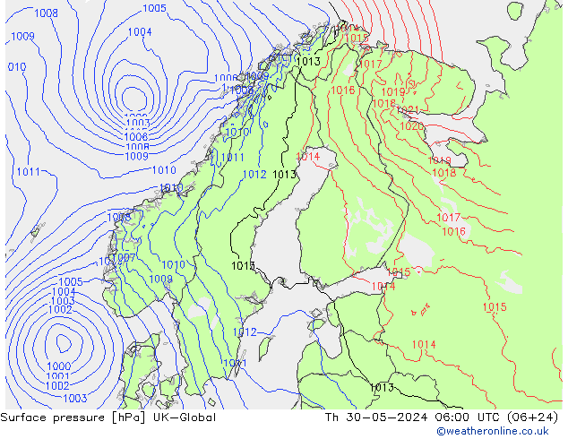 pressão do solo UK-Global Qui 30.05.2024 06 UTC