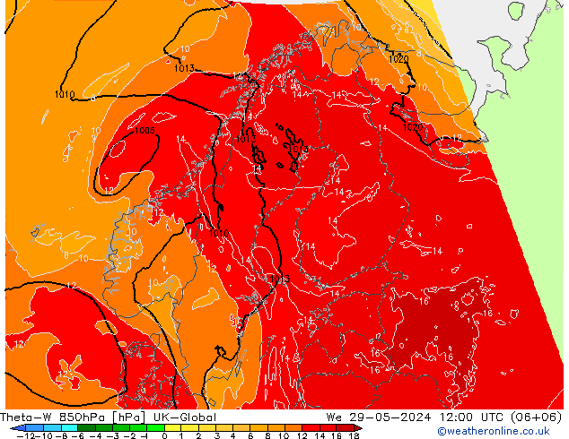Theta-W 850hPa UK-Global Mi 29.05.2024 12 UTC