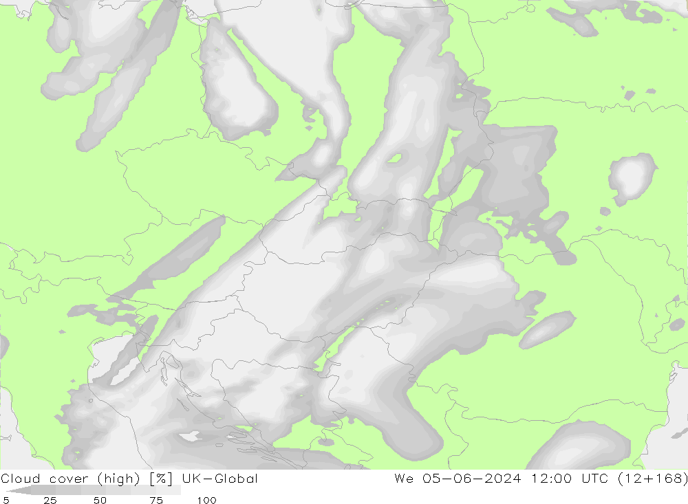 Bewolking (Hoog) UK-Global wo 05.06.2024 12 UTC