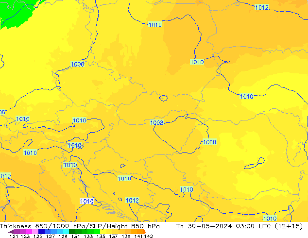 850-1000 hPa Kalınlığı UK-Global Per 30.05.2024 03 UTC